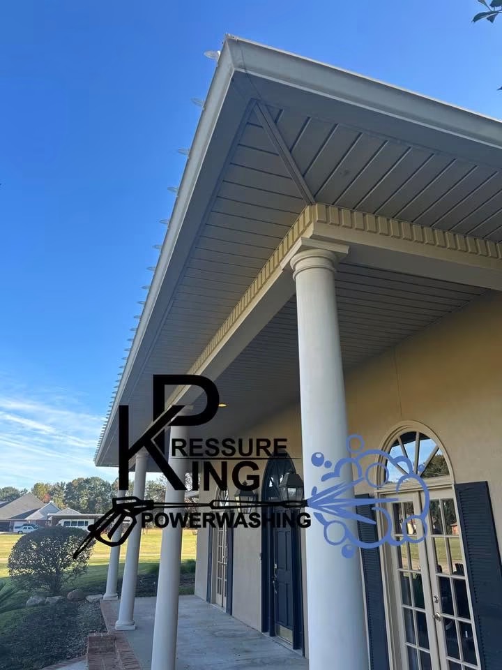 Freshly washed porch and columns